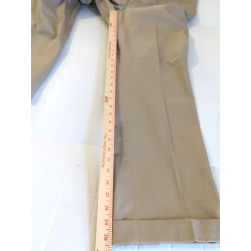 New with Tag BERLE Dress Pants Men 37 Flat Front Cuffed Tan 100% Cotton Classic